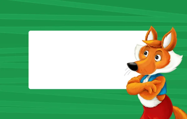 Quadro com feliz cartoon fox — Fotografia de Stock