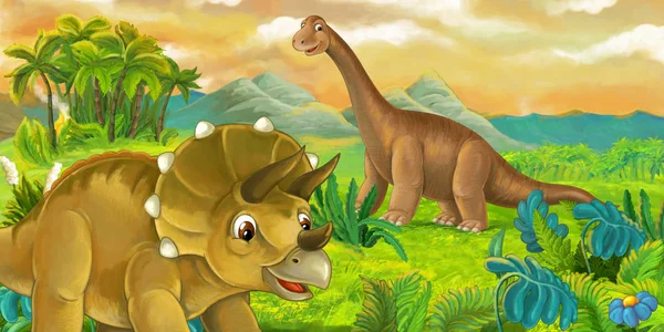 Симпатичные трицератопсы и динозавры — стоковое фото