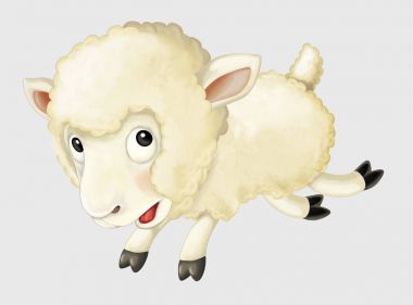 Çizgi film beyaz koyun 