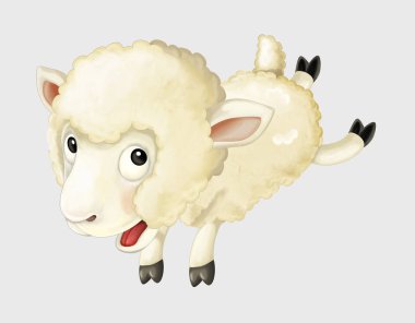 Çizgi film beyaz koyun 