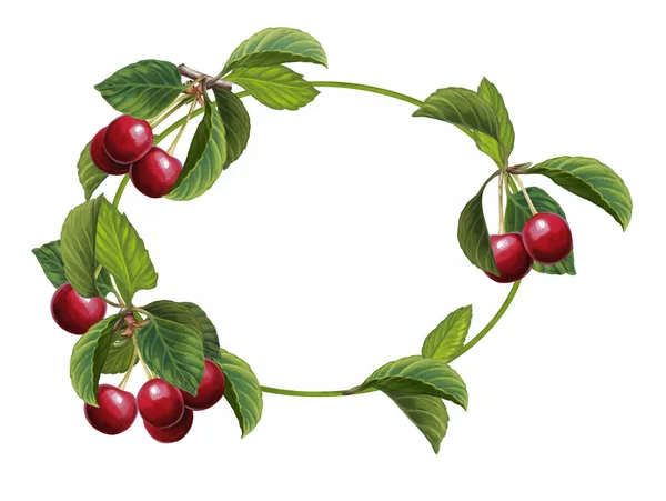 Colorful cherries frame — Stock Photo, Image