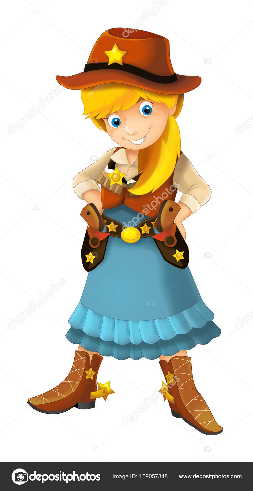 Wild West Cartoon Cowboy Girl With Guns Stock Photo C Agaes8080 159057348