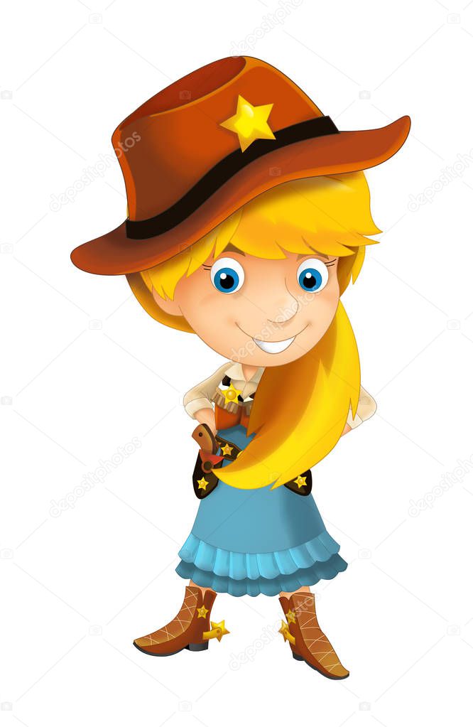 wild west cartoon cowboy girl with guns 