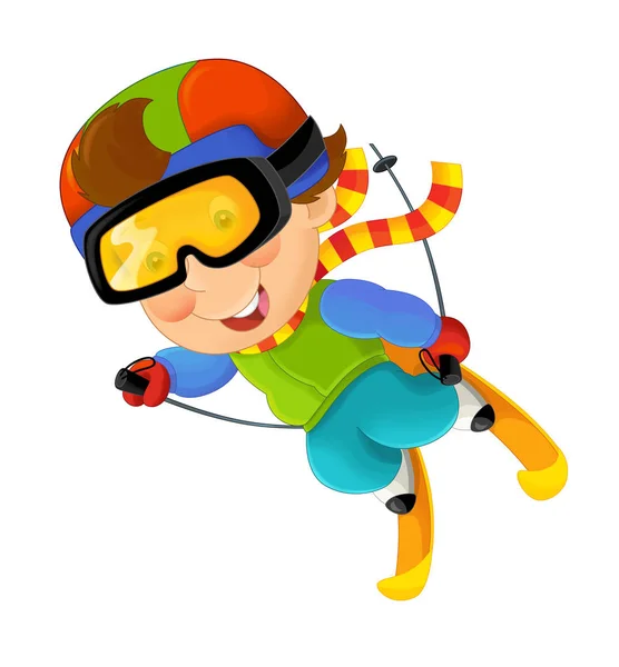 Хлопчик на лижах розважається — стокове фото