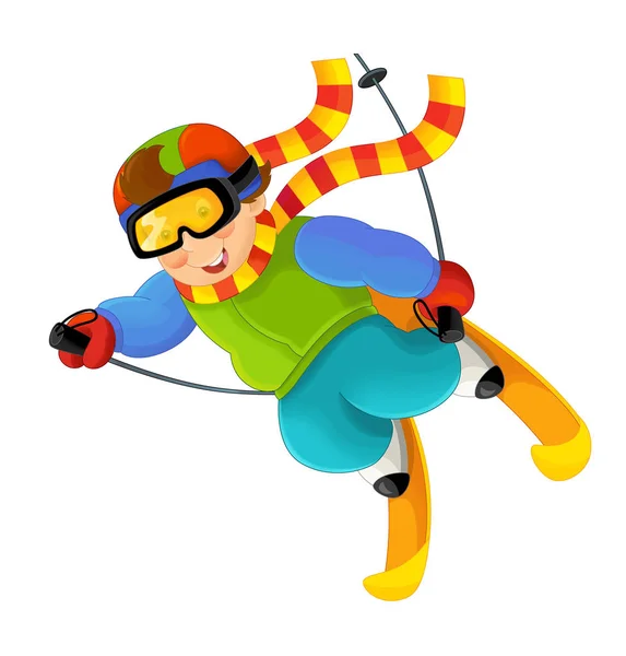 Мальчик на лыжах развлекаясь — стоковое фото