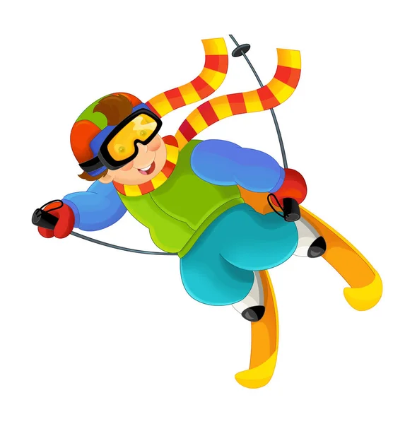 Мальчик на лыжах развлекаясь — стоковое фото