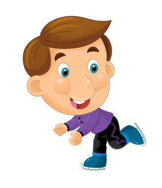 Buz pateni, mutlu ve komik çocuk 