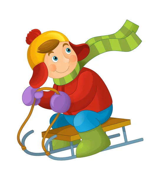 Cartoon happy and funny kid sliding — Stock Photo, Image