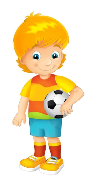 Cartoon ragazzo giocare a calcio — Foto Stock