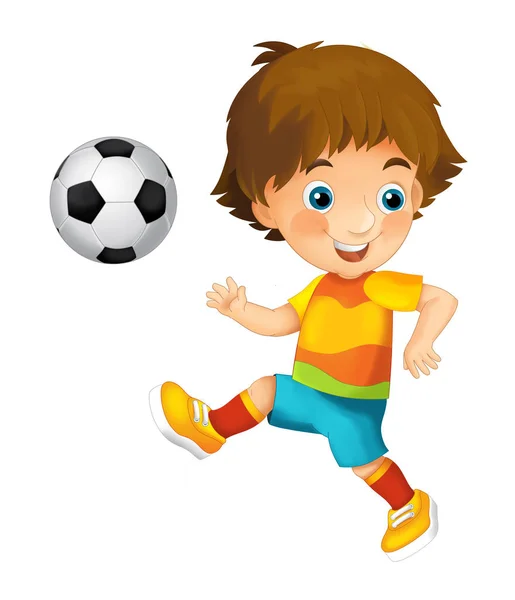 Cartoon ragazzo giocare a calcio — Foto Stock