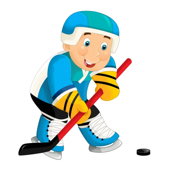 Cartoon aktiv hockeyspelare som syftar — Stockfoto