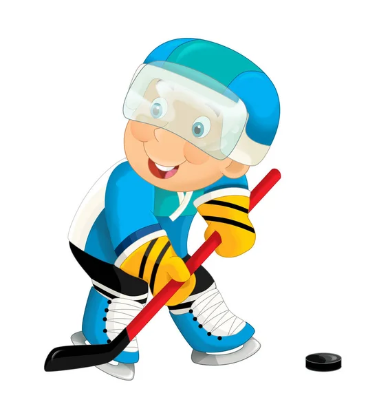 Cartoon active hockey player aiming — Stock Photo, Image