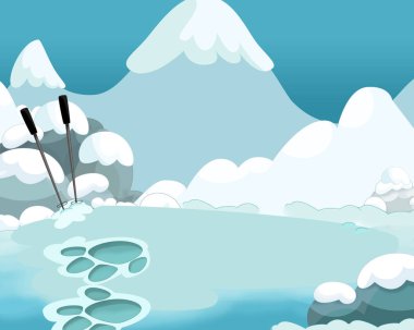 çizgi film kış komik sahne 