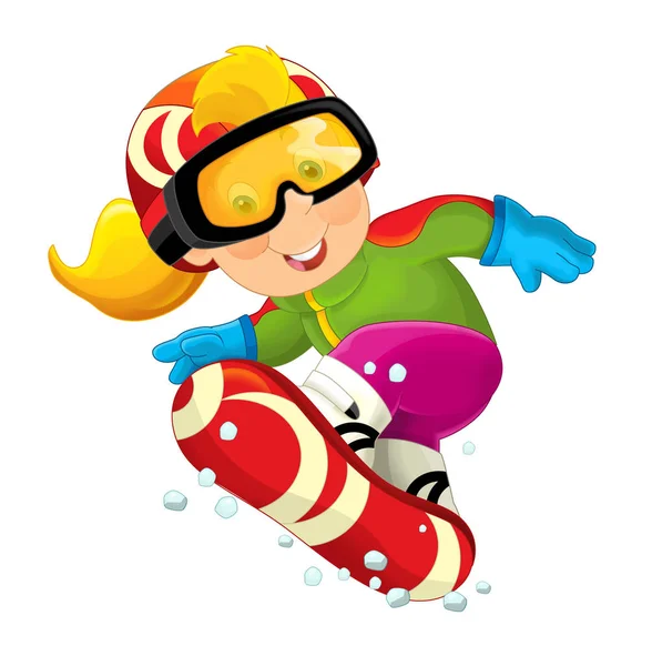 Snowboarder desenhos animados - menina — Fotografia de Stock