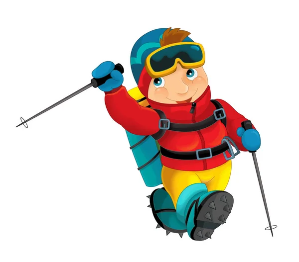 Cartoon alpinist on white background — Stock Photo, Image