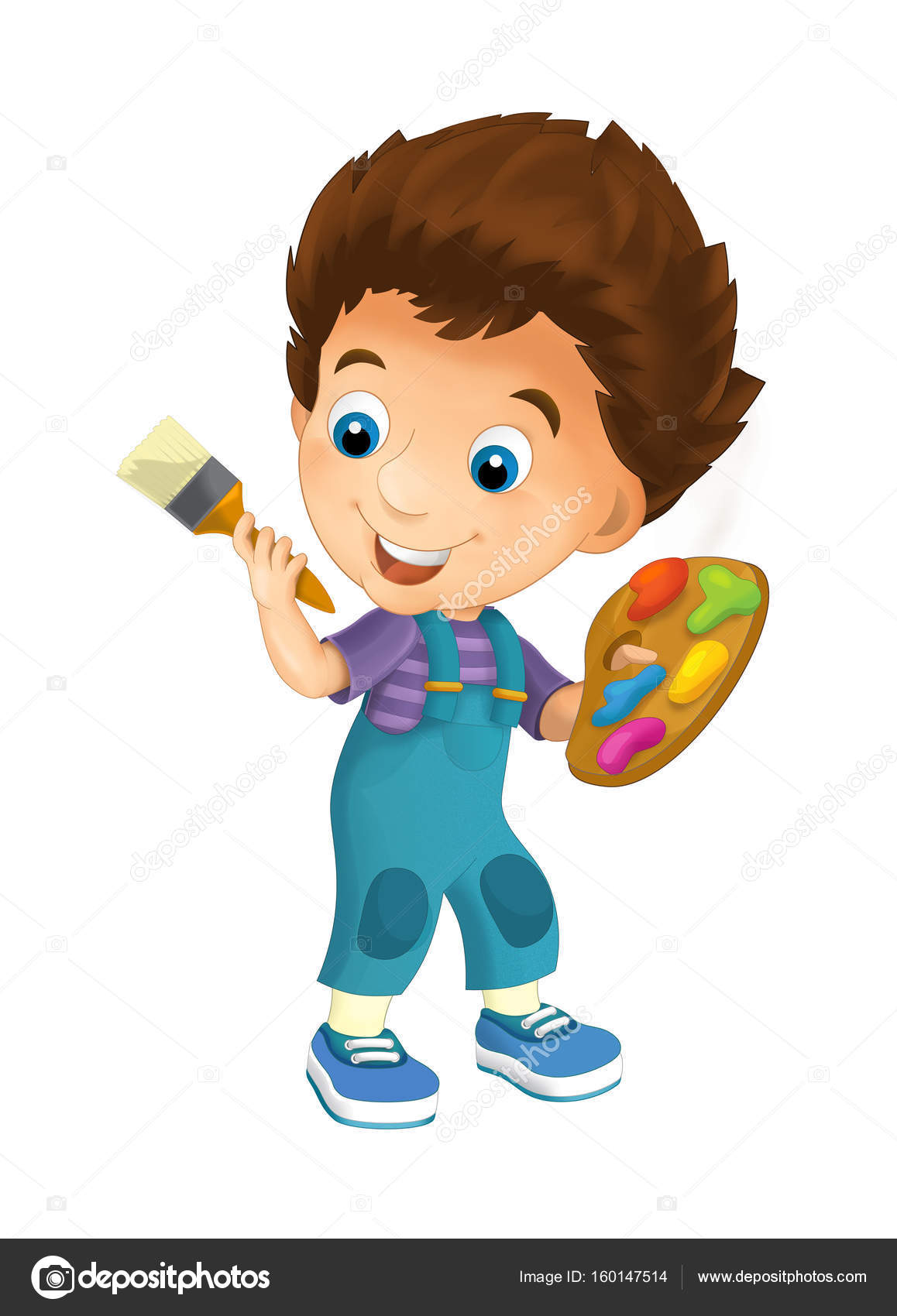 Niño de dibujos animados con pincel y paleta de colores: fotografía de stock © agaes8080 #160147514 | Depositphotos Niño de dibujos animados con pincel y paleta de colores: fotografía de stock © agaes8080 #160147514 | Depositphotos