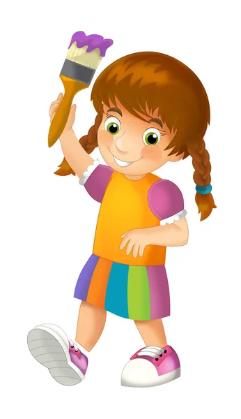 Cartoon child with brush — Stock Photo, Image