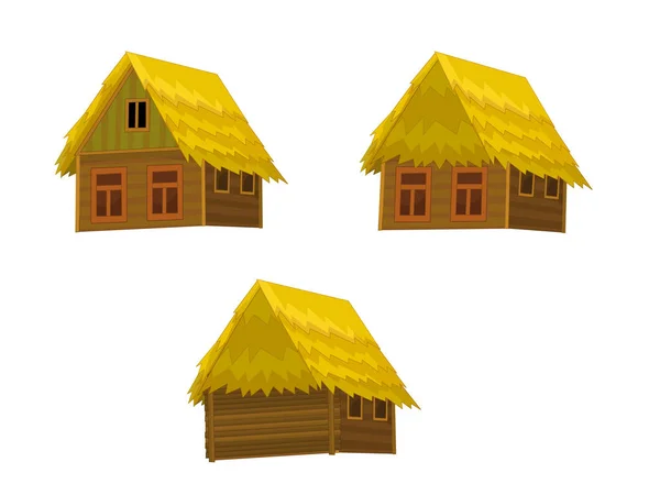 Starý dřevěný dům sada kreslený — Stock fotografie