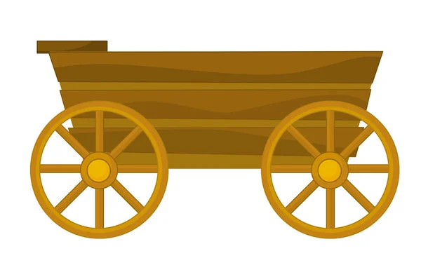 Chariot en bois dessin animé — Photo