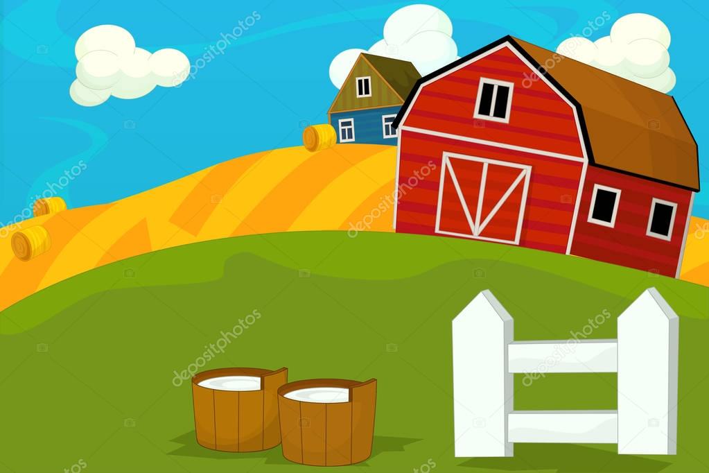 farm with houses and field