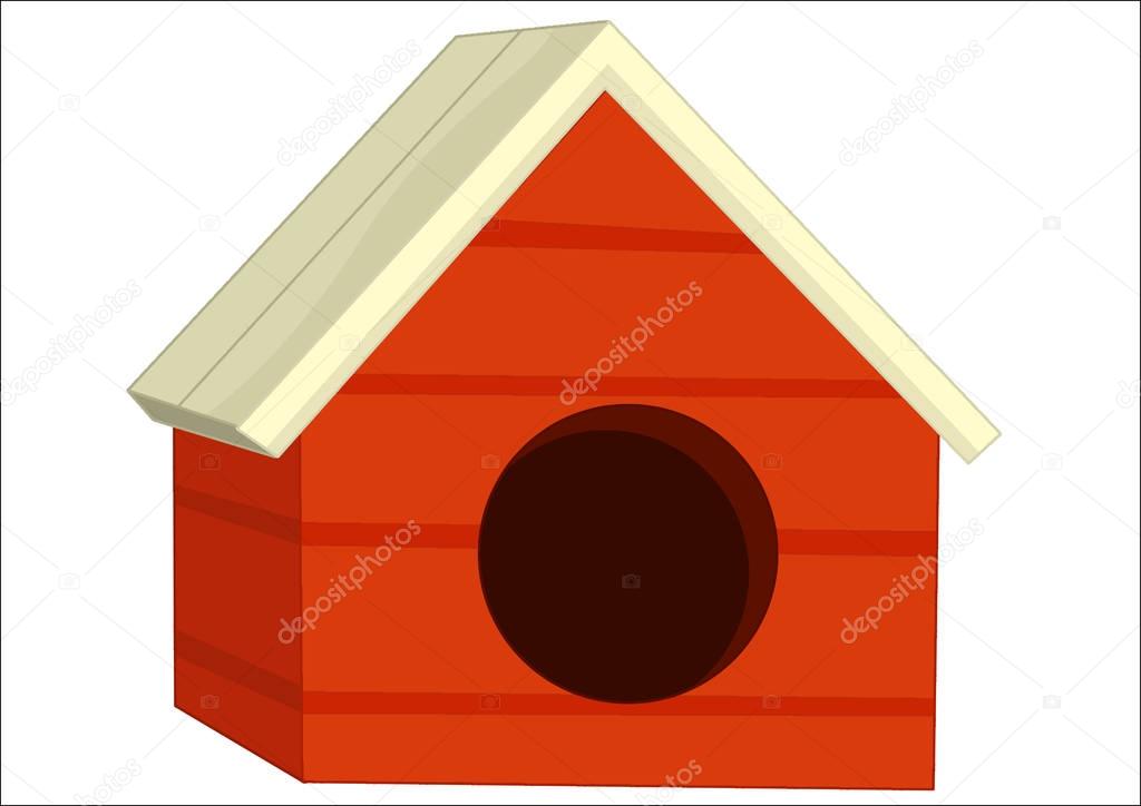 red doghouse on white