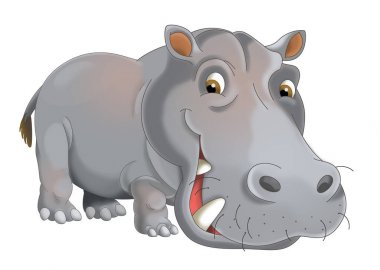 Smiling cartoon hippo clipart
