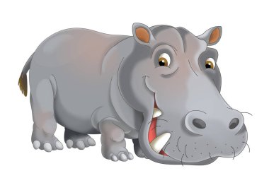 Smiling cartoon hippo clipart