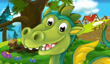 açık havada çimenlikte ejderha  