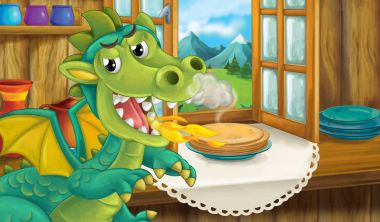 Dragon ve masadaki pasta