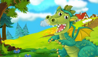 Ejderha ile yangın patlama köyü yakınlarında