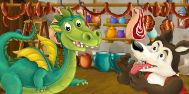 Kurt ve yiyecek çalmak dragon