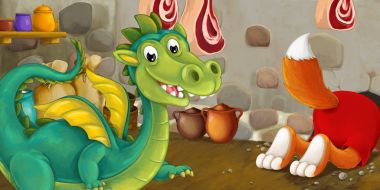 Fox ve yiyecek çalmak ejderha