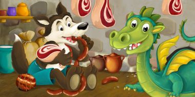 Kurt ve yiyecek çalmak dragon