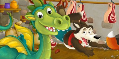 Kurt ve yiyecek çalmak dragon