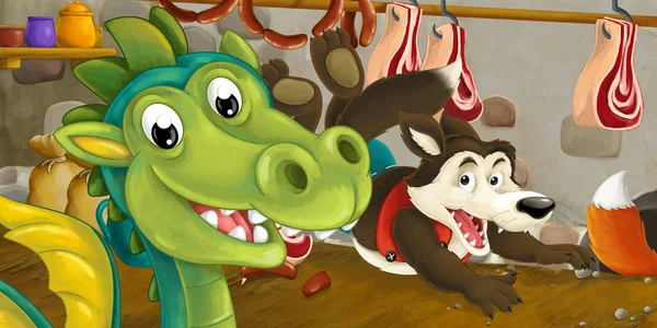 Kurt ve yiyecek çalmak dragon