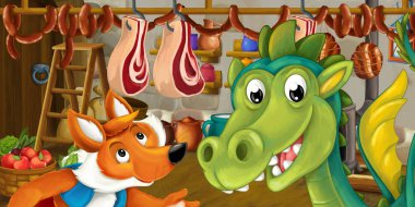 Fox ve yiyecek çalmak ejderha