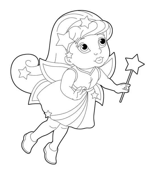 Fairy flying and holding wand — Stock Photo, Image