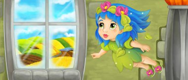 çizgi film renkli büyücü kadın