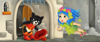 büyücü ile karikatür kedi