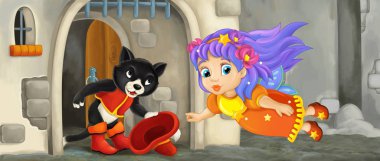 büyücü ile karikatür kedi