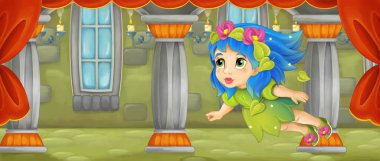 çizgi film renkli büyücü kadın