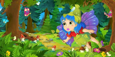 renkli peri ormanda uçan