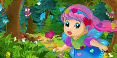 renkli peri ormanda uçan