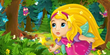 ormanda uçan karikatür peri