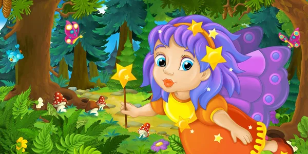 renkli peri ormanda uçan