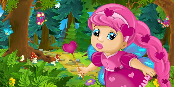 renkli peri ormanda uçan