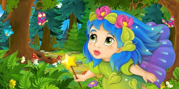 renkli peri ormanda uçan