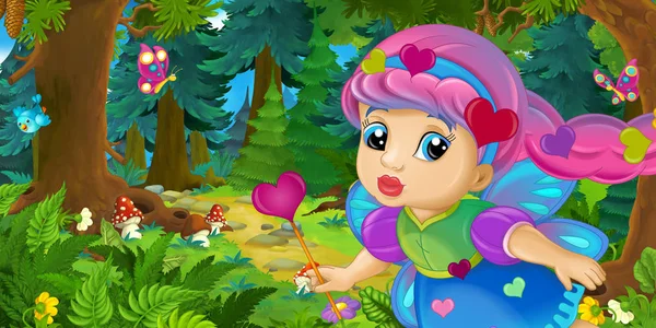 renkli peri ormanda uçan