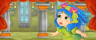 çizgi film renkli büyücü kadın