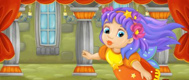 çizgi film renkli büyücü kadın